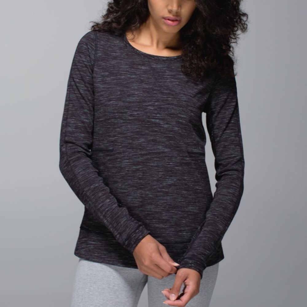 lululemon athletica Women's Long Sleeve Heathered Black Top
